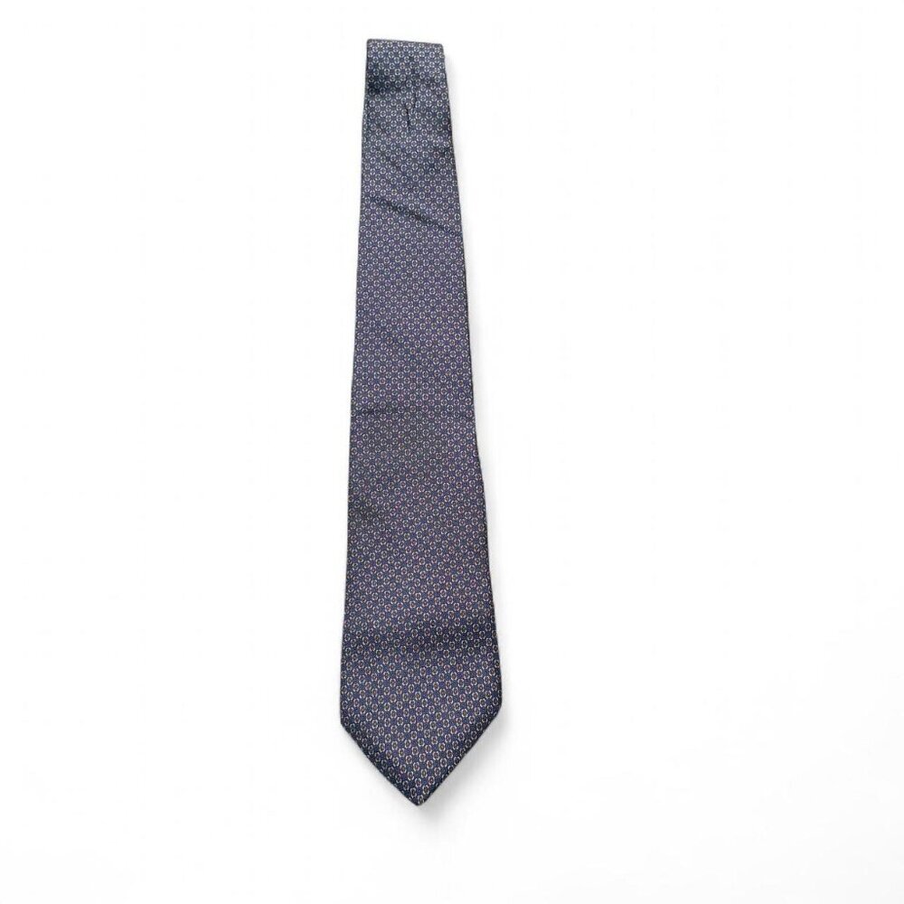 Vintage Aquascutum Silk Tie Mens Blue Geometric Print Silk 57" Regular Width